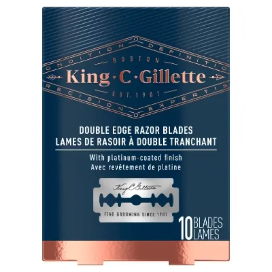 King C. Gillette Men's Double Edge Safety Razor Blades - 10ct image {5}