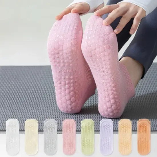 Anna-Kaci 4-Pack Women's Mesh Top Non-Slip Yoga Socks with Full Sole Grips and Breathable Lightweight Fabric image {2}