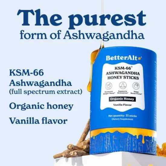 Better Alt Ashwagandha Honey Sticks - Calming Honey Pack for Sleep & Focus - 21ct image {9}