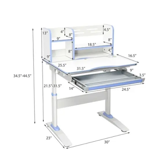 Costway Kids Writing Desk Student Study Table Height Adjustable w/Tilt Desktop image {1}