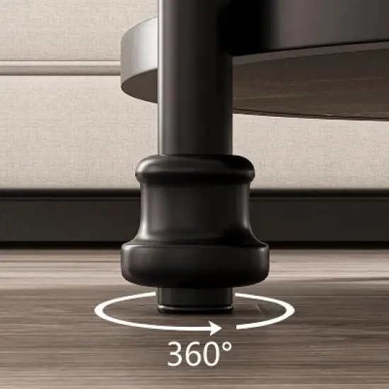 GustoWave Round End Table With Storage Shelves, 3-Tier Round Farmhouse Side Table W/Mental Support Legs For Living Room Bedroom ，Dark Oak image {3}