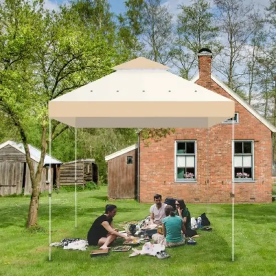 Yescom 10x10Ft UV30+ Gazebo Replacement Top for 2 Tier Outdoor Canopy Cover Patio Backyard Party Deck Sand+Ivory Beige image {8}