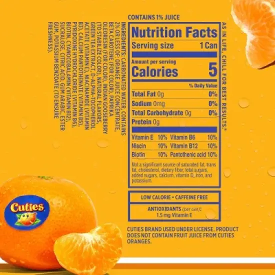 Sparkling ICE Cuties Mandarin Sparkling Water - 10pk/7.5 fl oz Mini Cans image {4}