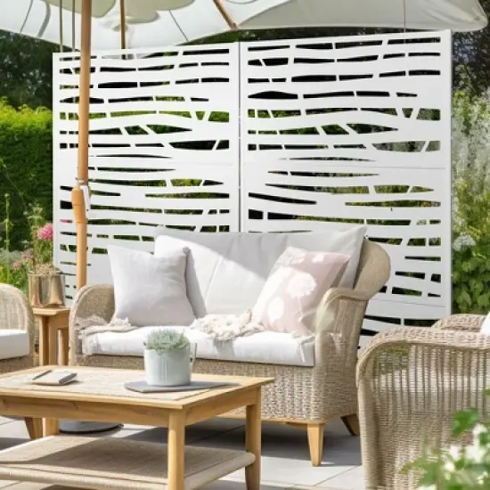 PexFix 72 in. x 47 in. Outdoor Privacy Screen Garden Fence in Jungle Pattern in White image {1}