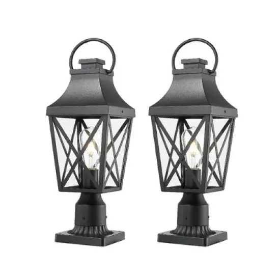 Gulches Outdoor Lamp Posts, 18-22" Vintage Black/Bronze Lanterns with Clear Glass, Waterproof for Garden, Patio, Pathway (1-2 Pack) image {11}