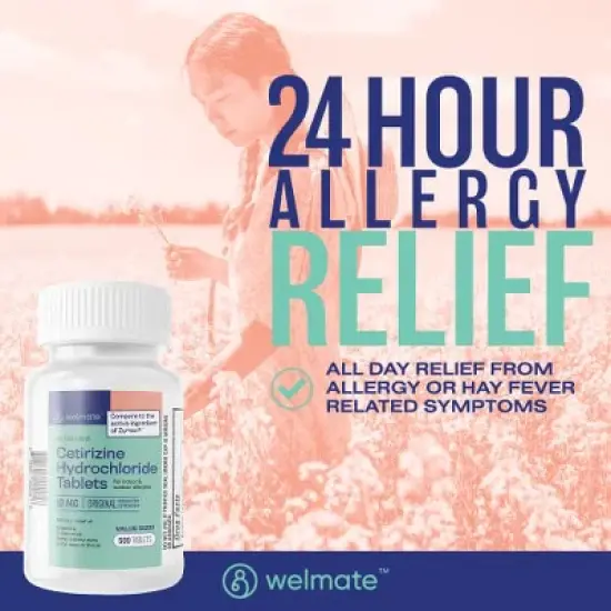 WELMATE 24 Hour Allergy Relief Tablets - Cetirizine HCl 10mg 500ct image {4}