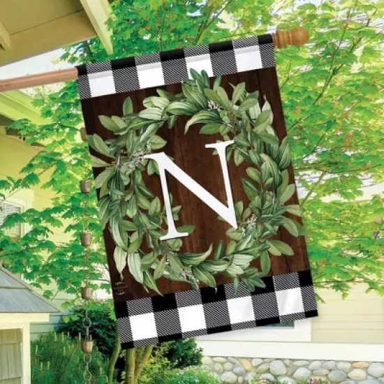 Wreath Monogram N Double-Sided House Flag Everyday 28" x 40" Briarwood Lane image {2}
