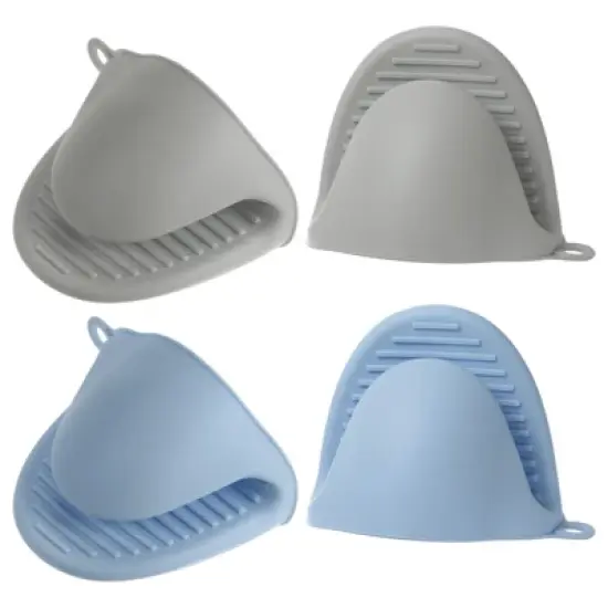 Unique Bargains Heat Resistant Kitchen Utensil Sets Silicone Oven Mitts 4 Pcs image {12}
