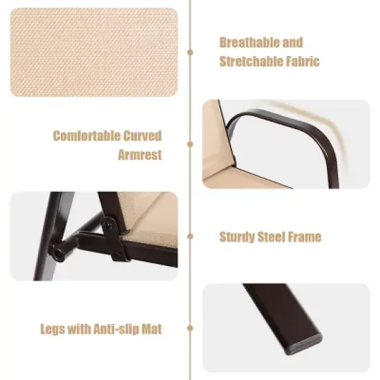 Costway 4PCS Patio Chairs Garden Deck Yard with Armrest Brown/Beige/Gray image {6}