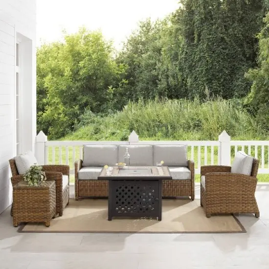 Bradenton 5pc Outdoor Wicker Conversation Set with Fire Table -  Crosley
 image {2}