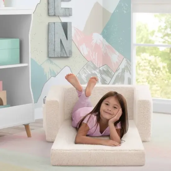 Delta Children Kids' Cozee Flip-Out Sherpa 2-in-1 Convertible Chair image {2}