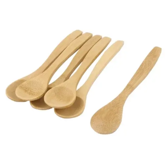 Unique Bargains Household Kitchen Porridge Soup Sugar Salt Wooden Spoon 6 Pcs image {5}