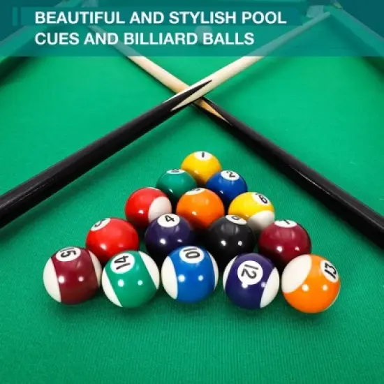 55-inch Folding Billiard - Portable Pool Table, Billiard Game Table with 2 Cue Sticks 16 Balls Triangle Chalk for Kids and Adults image {7}