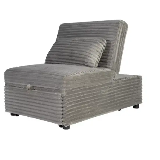 Convertible Wide-Welt Polyester Sofa Sleeper Sofa Chair W/ Polyesterll-Out Bed Smoke image {5}