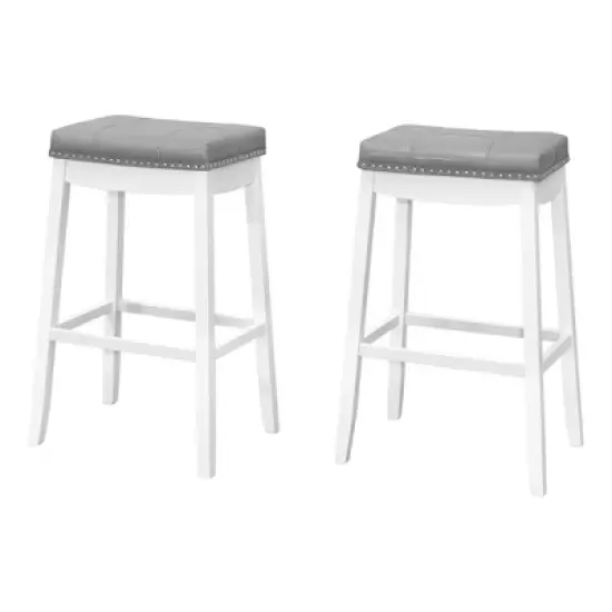 2pk 29" Upholstered Bar Height Nailhead Trim Barstools - EveryRoom image {5}