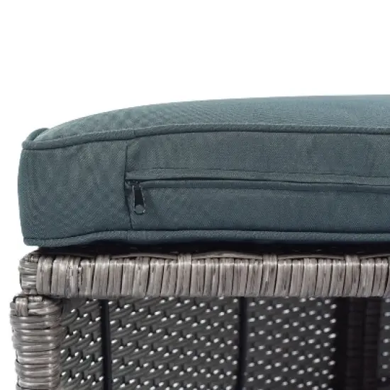 2pc Outdoor Wicker Conversation Sectional Set with Cushions & Half-Moon Side Table for Umbrella - Gray - GODEER image {9}