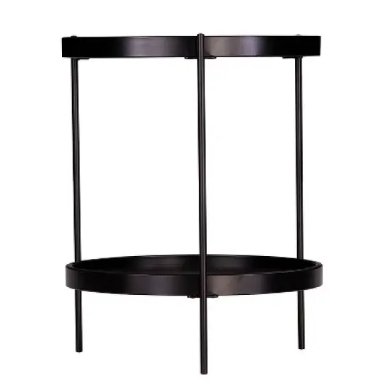 Vermicelli Round Farmhouse Style End Table Black - Aiden Lane image {2}