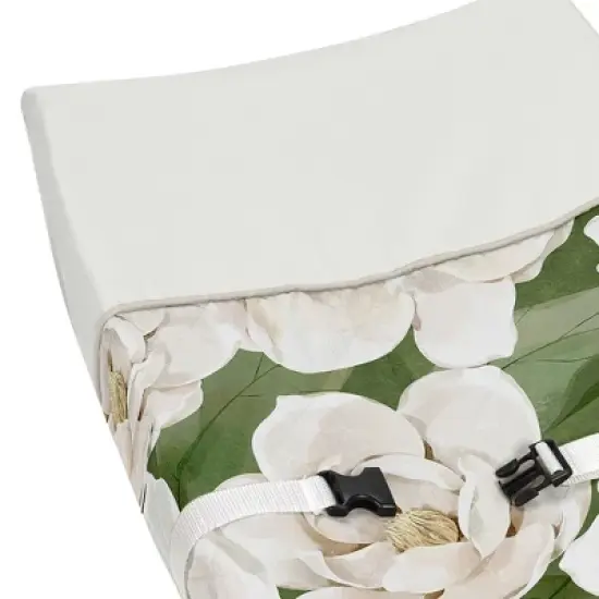 Sweet Jojo Designs Girl Changing Pad Cover Watercolor Magnolia Green and Ivory image {2}