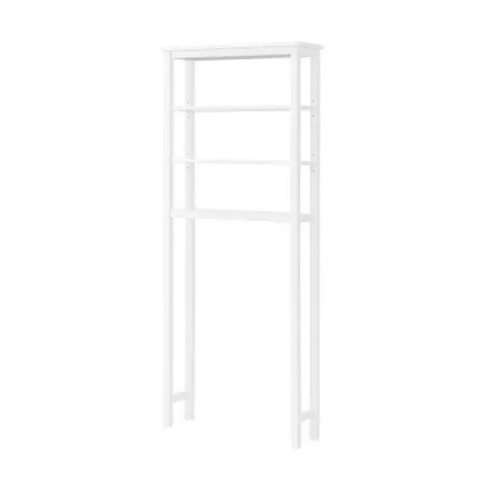 Dover Over the Toilet Organizer with Open Shelving and Two Towel Rods White - Alaterre Furniture image {3}