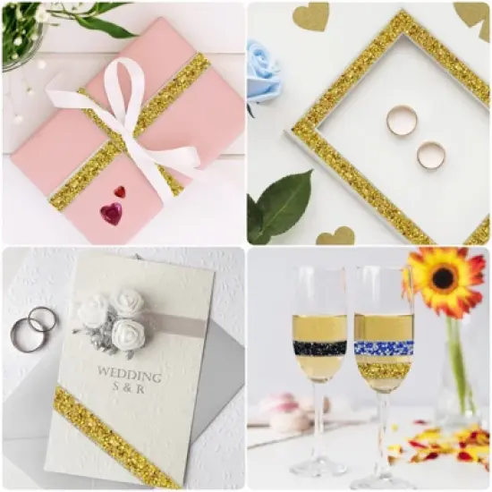 Wrapables 3 Yards Self Adhesive Resin Rhinestone Ribbons, Glittery Bling Tape Strips for DIY Crafts Wedding Party Decoration (3 Rolls) image {5}