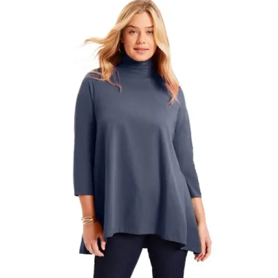June + Vie by Roaman's Women&rsquo;s Plus Size One+Only Mock-Neck Tunic image {7}