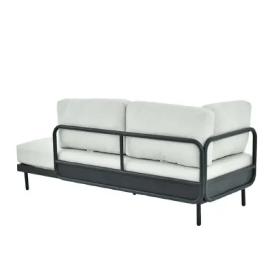 Decksplore L-Shaped Sofa with Dining Table Aluminum Patio Sectional with Coffee Table image {3}