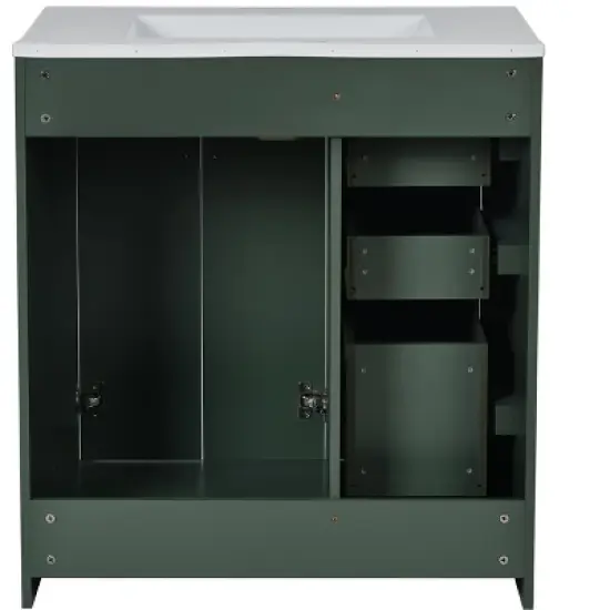 30''W Freestanding Bathroom Vanity with Ceramic Sink, Solid Wood Frame Storage Cabinet with 3 Drawers & Soft Closing Doors - ModernLuxe image {9}