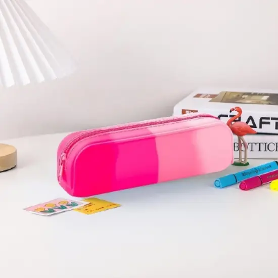 INFURNIC Pencil Cases Kids Large Capacity Waterproof Zipper Pouch Extra Big Pencil Bag for School Supplies Art Tools, Pink, 8.3"*2.8"*0.5" image {4}