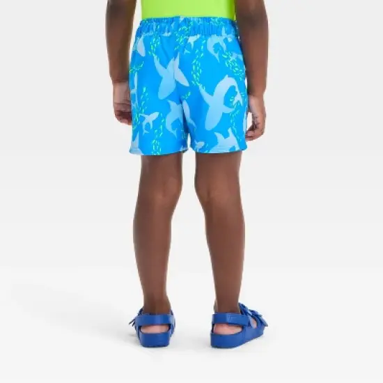 Toddler Boys' Shark and Checker 2pk Value Swim Shorts - Cat & Jack&trade; Blue/Black image {2}