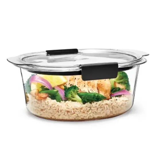 Rubbermaid 7c Brilliance Round Food Storage Container: Clear Plastic, Dishwasher-Safe, 7 Cp Capacity image {6}