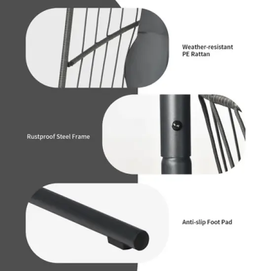 Costway Hanging Wicker Egg Chair w/ Stand Cushion Foldable Outdoor Indoor image {6}