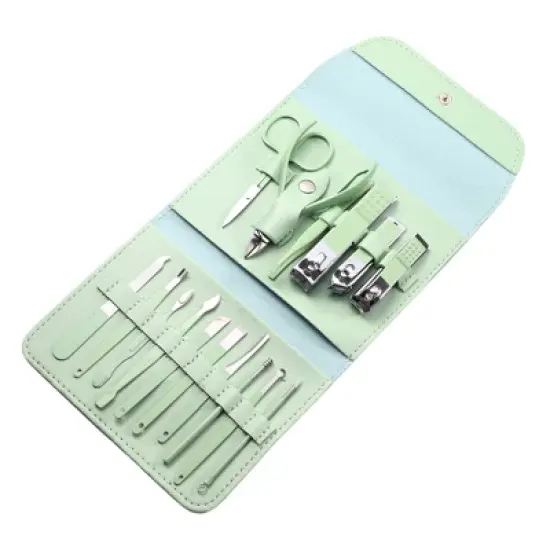 Unique Bargains 16 Pcs Manicure Set Stainless Steel Nail Clippers Pedicure Kit With Case image {3}