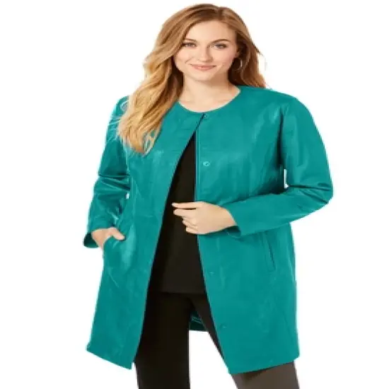 Jessica London Women&rsquo;s Plus Size Three-Quarter Leather Jacket image {6}