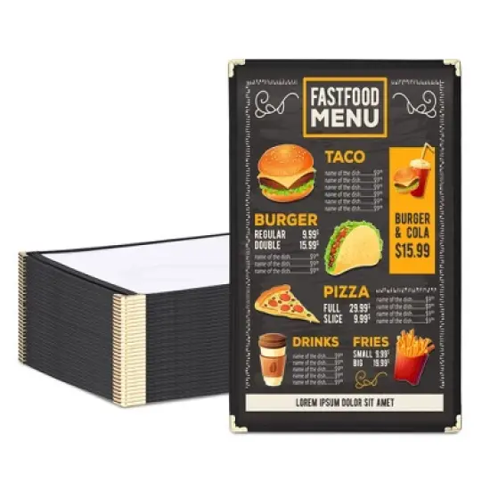 WeChef 30 Packs Restaurant Menu Covers 8.5 x 14 Single Page 1 Page 2 Views Black image {9}