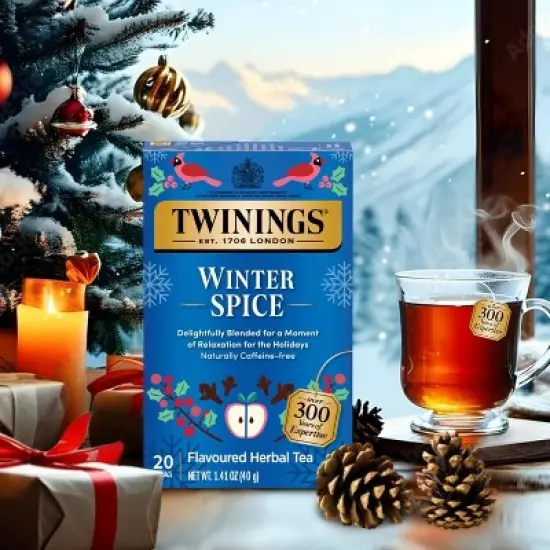 Twinings Holiday Sweet & Spicy Tea Variety 2-Pack &ndash; Caffeinated Christmas Tea and Caffeine-Free Winter Spice Herbal, Christmas Gift, 20 Tea Bags Ea image {3}