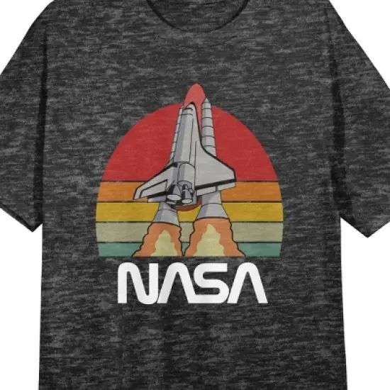 NASA Shuttle Logo Women's Charcoal Heather Gray Short Sleeve Crew Neck Sleep Shirt image {1}