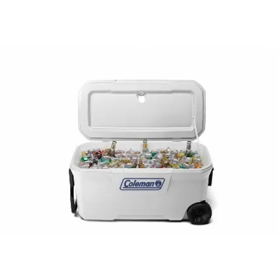 Coleman 316 100qt Wheeled Cooler with Sun Protection - Marine White image {2}