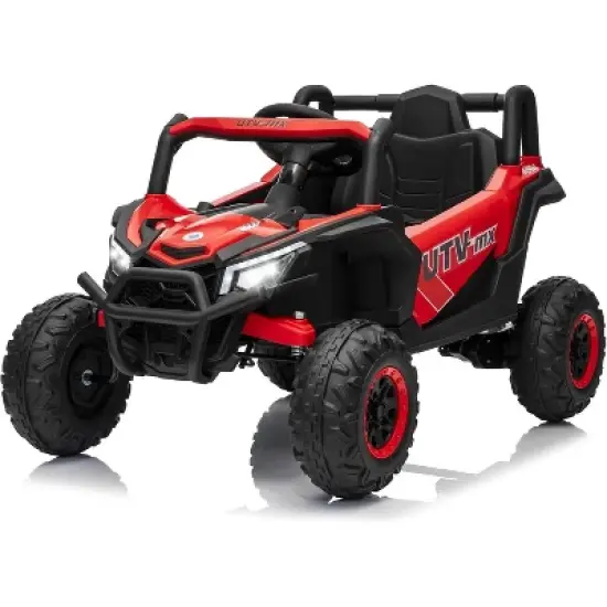 12V Kids UTV Ride-On Truck w/ Remote, 4WD/2WD Switch, Spring Suspension, EVA Tires, Bluetooth & LED Lights for Ages 3-8 image {10}