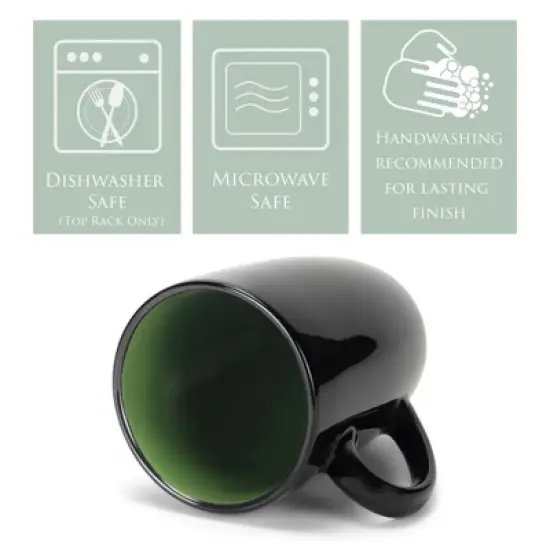 Elanze Designs Color Pop Green Black Exterior 16 ounce Glossy Ceramic Mugs Matching Set of 4 image {2}