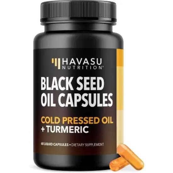 Black Seed Oil Capsules + Turmeric Curcumin Supplement 95% Curcuminoids, Immune & Digestive Health Support, Havasu Nutrition, 60ct image {8}