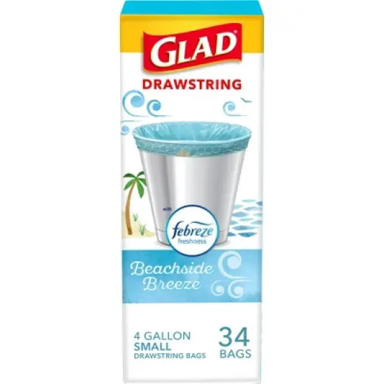 Glad Small Drawstring Trash Bags - Beachside Breeze - 4 Gallon image {14}