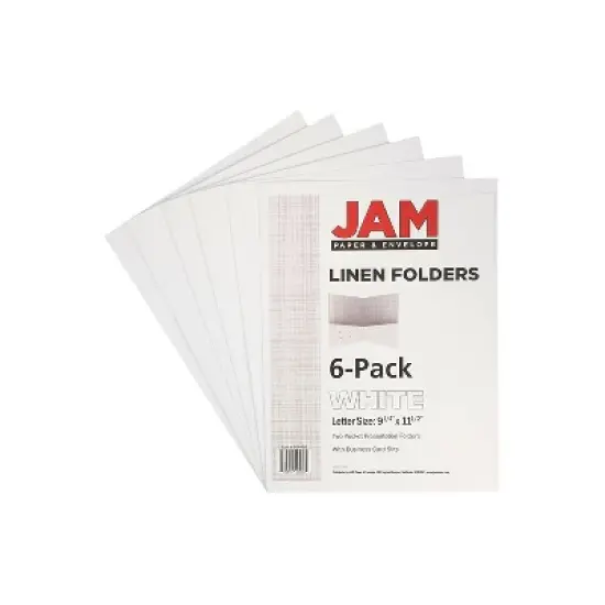 JAM Paper Two-Pocket Textured Linen Business Folders White 95448D image {5}