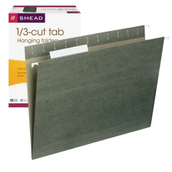 Smead Hanging File Folder with Tab, 1/3-Cut Adjustable Tab, Letter Size, PAPER,  25 per Box (64035) image {10}