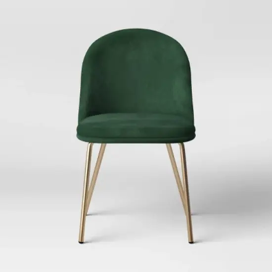 2pk Nils Brass Base Dining Chair Velvet Forest Green - Threshold&trade; image {2}
