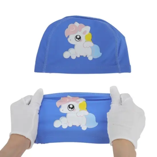 Unique Bargains Kid's Knitted PU Cartoon Horse Swim Cap 1 Pc image {4}