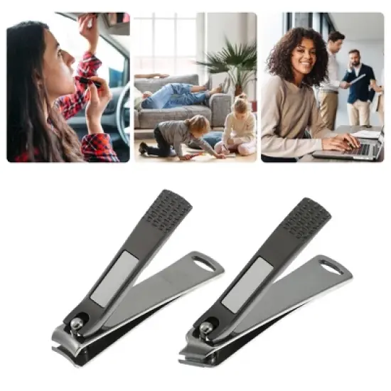 Unique Bargains Stainless Steel Nail Cutter Set for Men and Women Black 2 Pcs image {1}