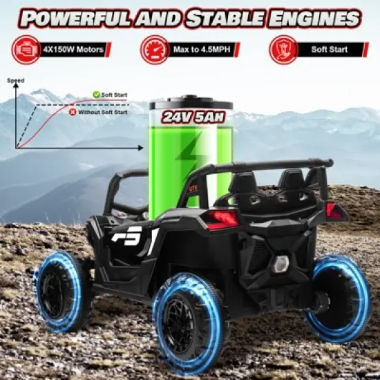 JOYRACER 24V Ride on Car w/ Remote Control, 4WD Powered Electric Off-Road UTV with 4*200W Motors image {3}
