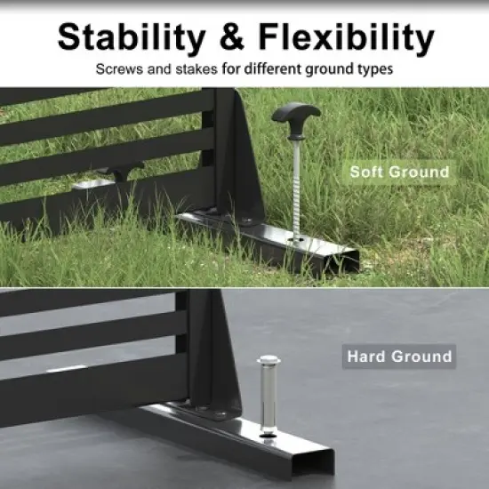 PexFix 72 in. x 47 in. Arched Outdoor Metal Privacy Screen Garden Fence in Black image {4}