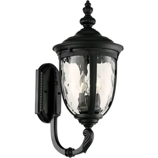 John Timberland Bellagio Vintage Rustic Outdoor Wall Light Fixture Textured Black Upbridge 21" Clear Hammered Glass for Post Exterior Barn Deck House image {4}