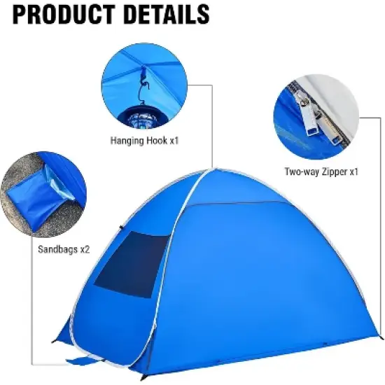 Boersma UPF 50+ Pop Up Beach Tent &ndash; Fits 4 people, easy setup, portable cabana with sun protection. Perfect for beach, camping, or outdoor shade. image {4}